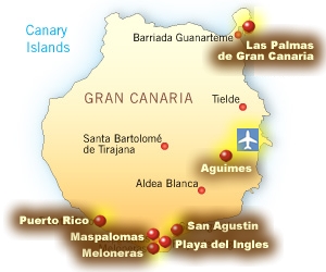 Harta pozitie hoteluri gran canaria Spania