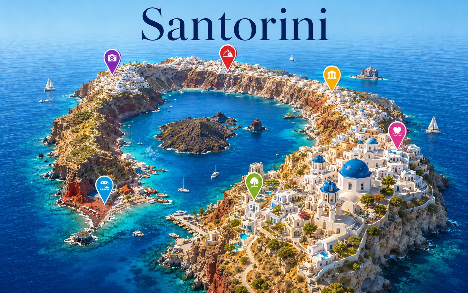 Harta Obiective Turistice Santorini